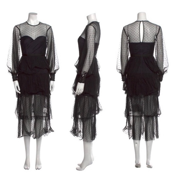 NEW ALICE MCCALL Sheer Black Polka Dot Mysteria Midi Dress - Picture 9 of 9